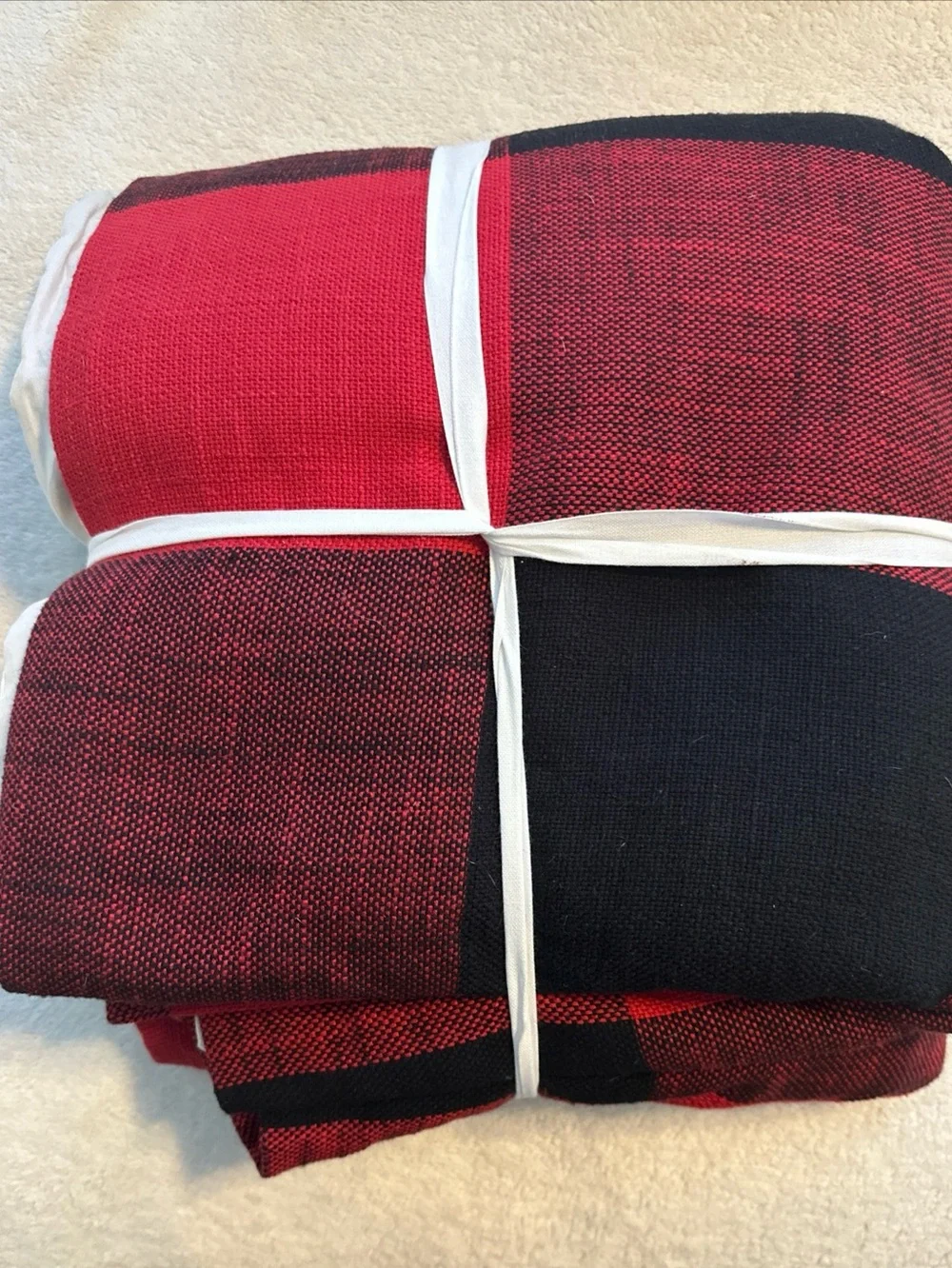 Pottery Barn Bryce Buffalo Check Duvet Cover Full/Queen Red & Black Cabin NWT